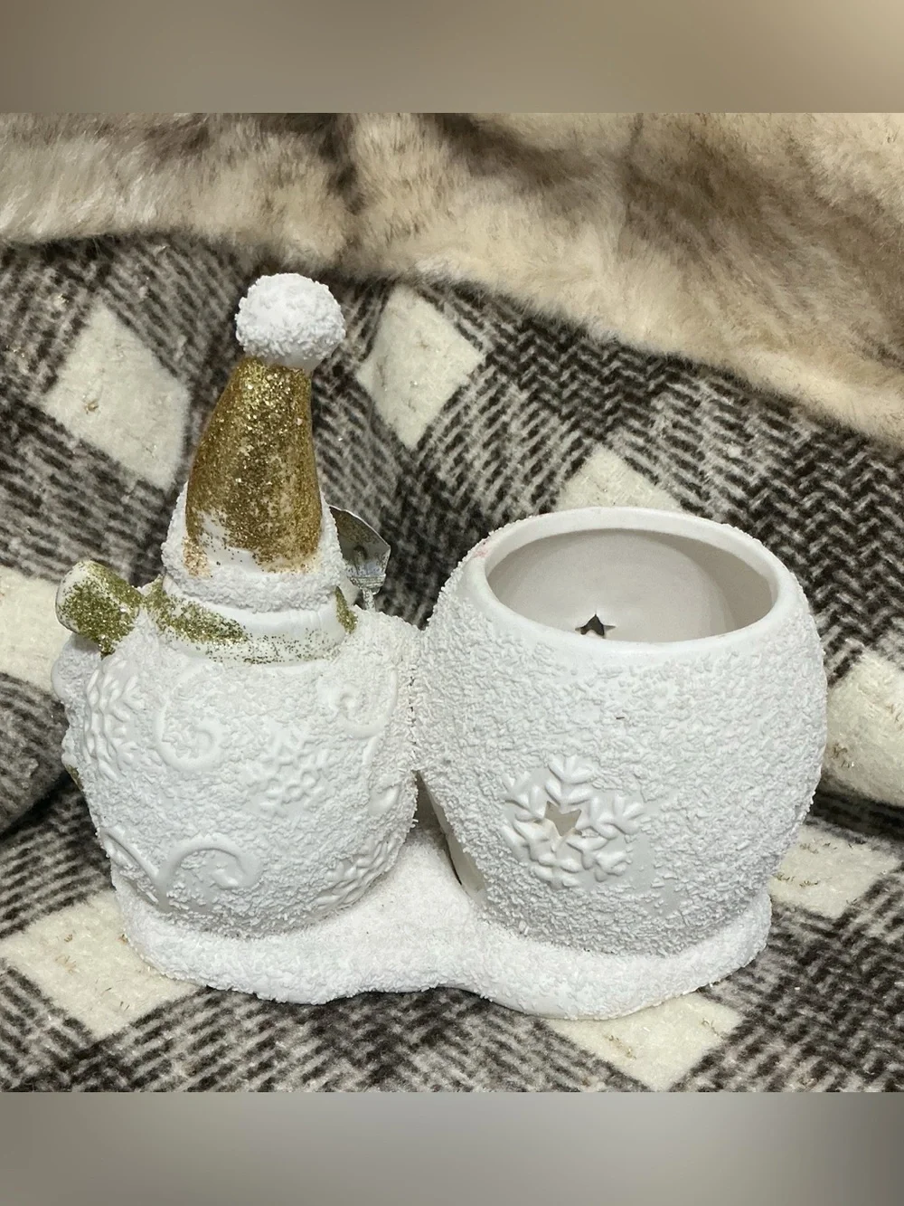 YANKEE CANDLE VINTAGE SNOWMAN VOTIVE TEA LIGHT CANDLE HOLDER
